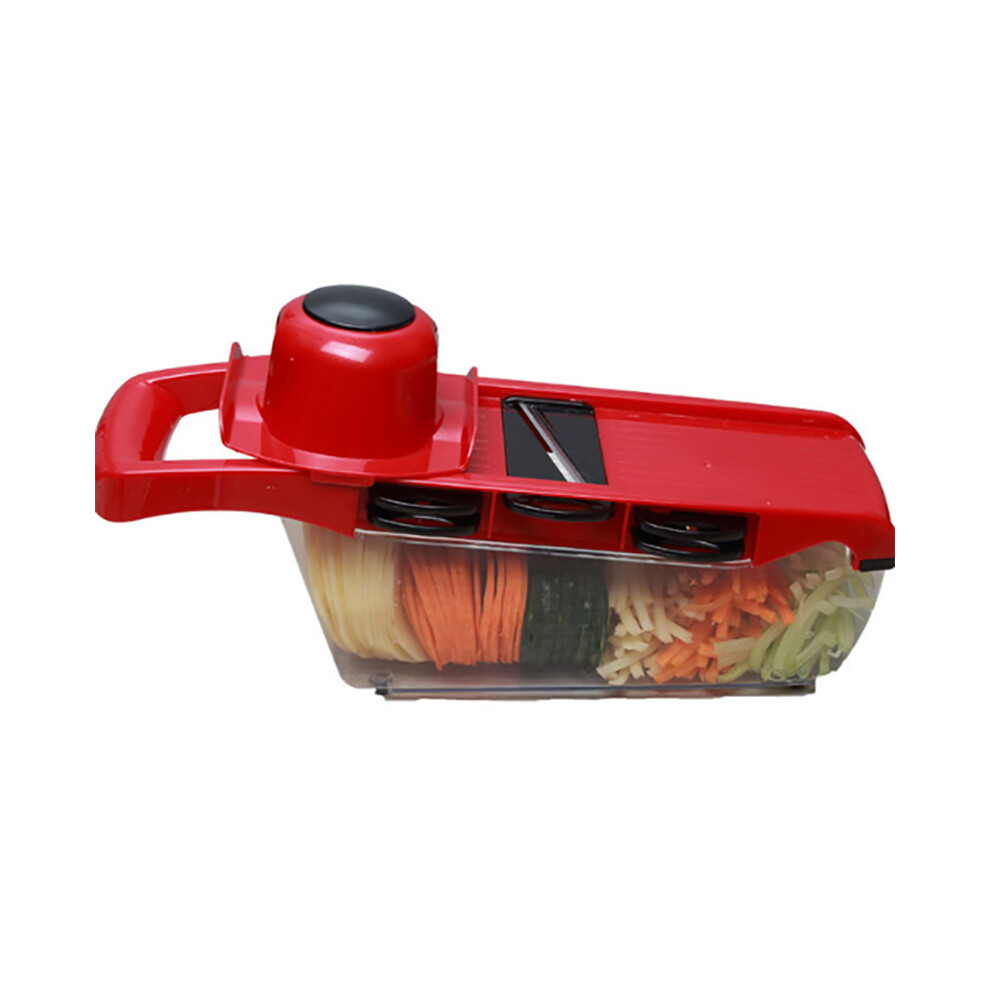 (Red) Vegetable Chopper Slicer Veggie Fruit Grater Cutter Peeler With 6 Blades 110691772046