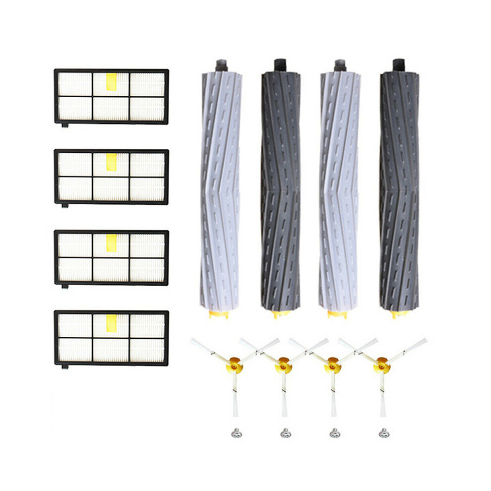 (4* Main Brush+ 4*Side Brushes+4*HEPA Filter) Replacement Brush Parts For iRobot Roomba 800 880 860 870 871 980 990 900 960