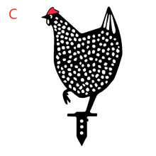 (C) Plastic Animal Yard Decor Chicken Shaped Garden Art Silhouette Outdoor Decorative Stake Lawn Ornaments