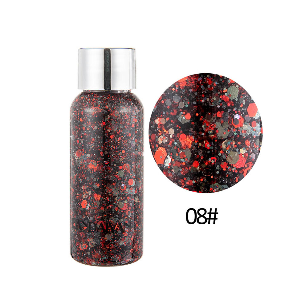 (#08) Glitter Body Gel Festival Party Makeup Chunky Sequins Nail Art Iridescent Flakes