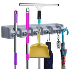 Broom Holder and Garden Tool Garage Organizer 5 Slots 6 Hooks for Rake Mop Wall