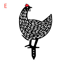 (E) Plastic Animal Yard Decor Chicken Shaped Garden Art Silhouette Outdoor Decorative Stake Lawn Ornaments