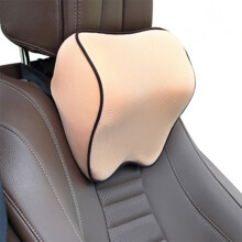 (Beige) Car Headrest Pillow Memory Foam Head Support Cushion Neck Protector Accessories