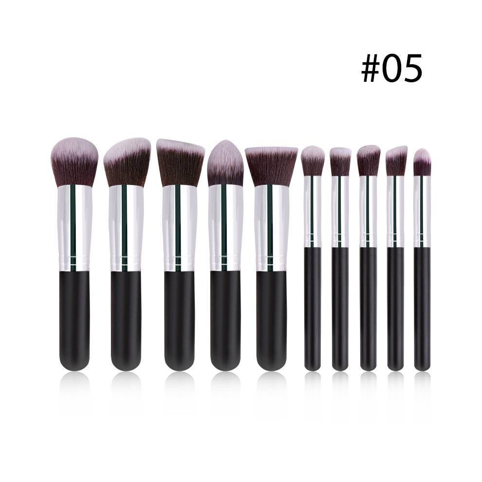 (#05) 10PCS Synthetic Fiber Makeup Brushes Set Cosmetic Foundation Lip Blending Tools