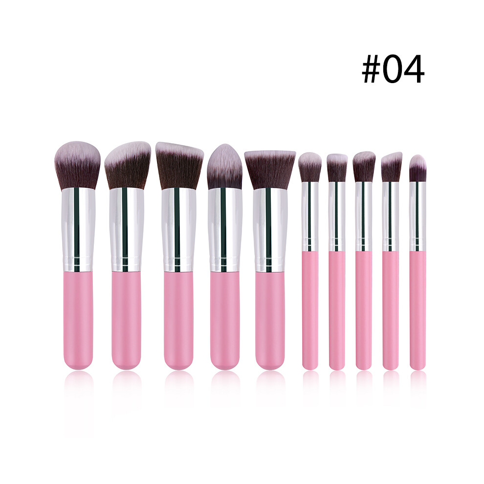 (#04) 10PCS Synthetic Fiber Makeup Brushes Set Cosmetic Foundation Lip Blending Tools