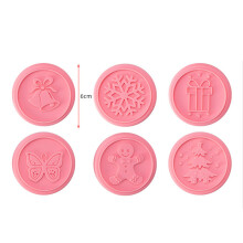 (Pink) Christmas Cookie Stamps Set Silicone Cake Biscuit Cutter Press Mold DIY Kitchen Baking Tools