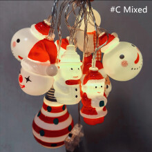(#C Mixed) Christmas LED String Light Indoor Snowman Fairy Lamps Party Xmas Tree Decor