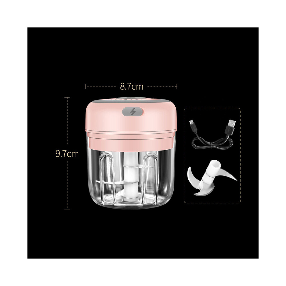 (Pink/250Ml) Electric Mini Garlic Chopper Masher Portable Small Food Processor Mincer Grinder Pink 110691794499