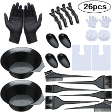 26PCS Hair Dyeing Coloring Kit Hairdressing Tools Comb Brush Disposable Shower Cap Latex Gloves Tinting Bowl