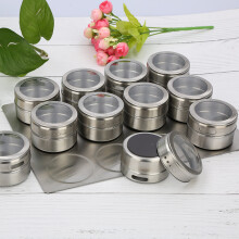 (12) Magnetic Dust-proof Stainless Steel Seasoning Pot Spice Container Box For Outdoor Barbecue