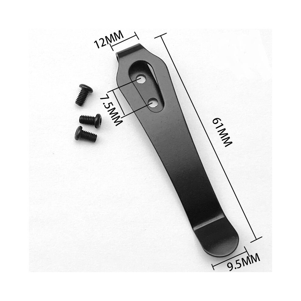 (Black) Diy Folding Knife Clip Stainless Steel Back Clip Pocket Clip Suitable For Personal Folding Knives 320997823223