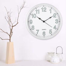 (White) 12" Luminous Wall Clock Glow In The Dark Silent Quartz Indoor Noctilucent Decor