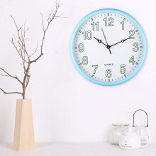 (Blue) 12" Luminous Wall Clock Glow In The Dark Silent Quartz Indoor Noctilucent Decor