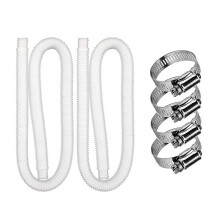 (White 2pcs) Replacement Hoses 32mm Swimming Pool Pipe Pump Filter Heater Accessories