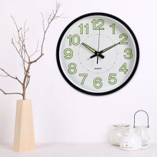 (Black) 12" Luminous Wall Clock Glow In The Dark Silent Quartz Indoor Noctilucent Decor