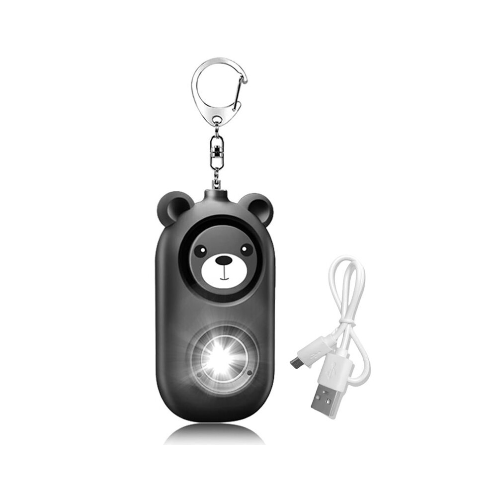 Light Personal Safety Alarm For Women, Safety Alarm Keychain, Cute Bear Shape With Strobe & 130 Db Speakers Recharge D