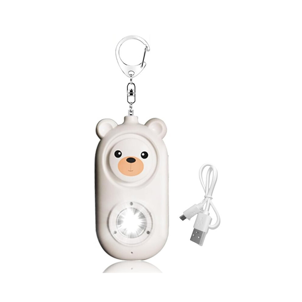 Light Personal Safety Alarm For Women, Safety Alarm Keychain, Cute Bear Shape With Strobe & 130 Db Speakers Recharge C
