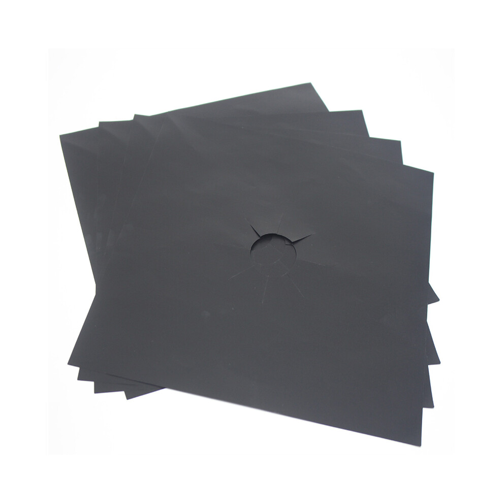 (Black) 4Pcs Reusable Gas Range Stovetop Burner Protector Pad Liner Cover Anti-Corrosion Black 320997795070