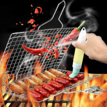 BBQ Stainless Steel Folding Grill Basket Barbecue Tool with Bag Baking Mat Sauce Brush