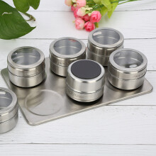 (6) Magnetic Dust-proof Stainless Steel Seasoning Pot Spice Container Box For Outdoor Barbecue