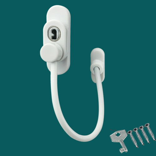 (White) Flexible Window Door Cable Restrictor Ventilator Child Safety Security Lock