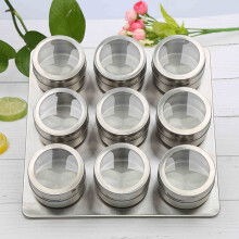 (9) Magnetic Dust-proof Stainless Steel Seasoning Pot Spice Container Box For Outdoor Barbecue