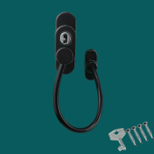 (Black) Flexible Window Door Cable Restrictor Ventilator Child Safety Security Lock