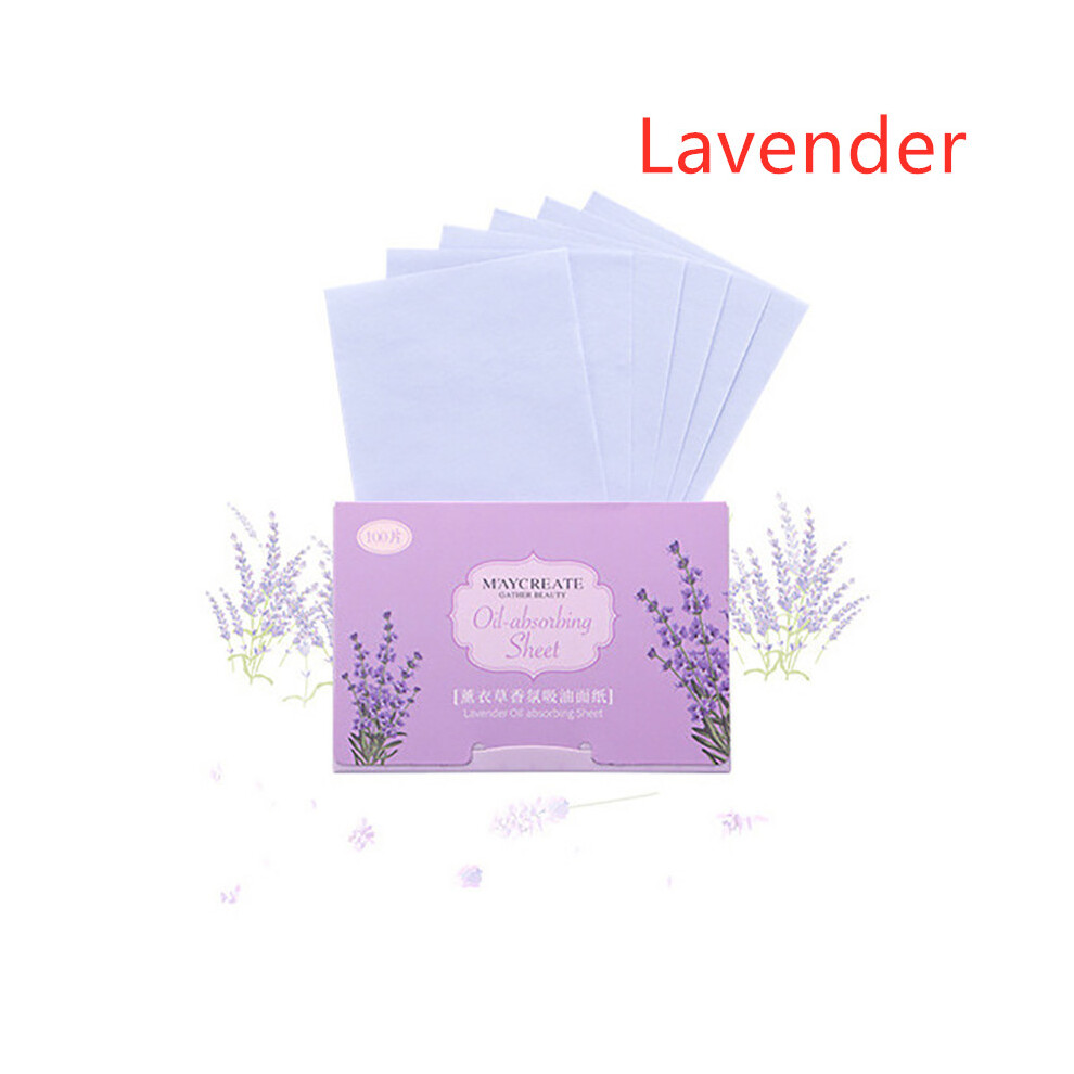 Lavender (Lavender) 100Pcs Oil Control Paper Film Oil-Absorbing Blotting Facial Face Clean Sheets
