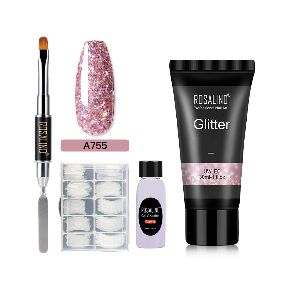 (A755) ROSALIND Glitter Poly Nail Gel Polish Set For Nail Art Extension Builder Manicure