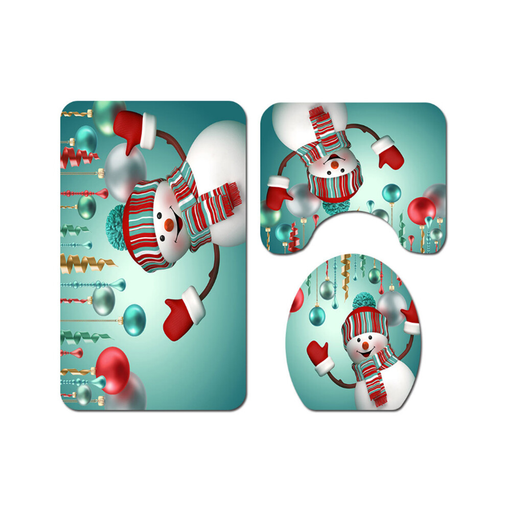 (21) Christmas Santa Claus Toilet Cover & Bathroom Carpet 3-Piece Set