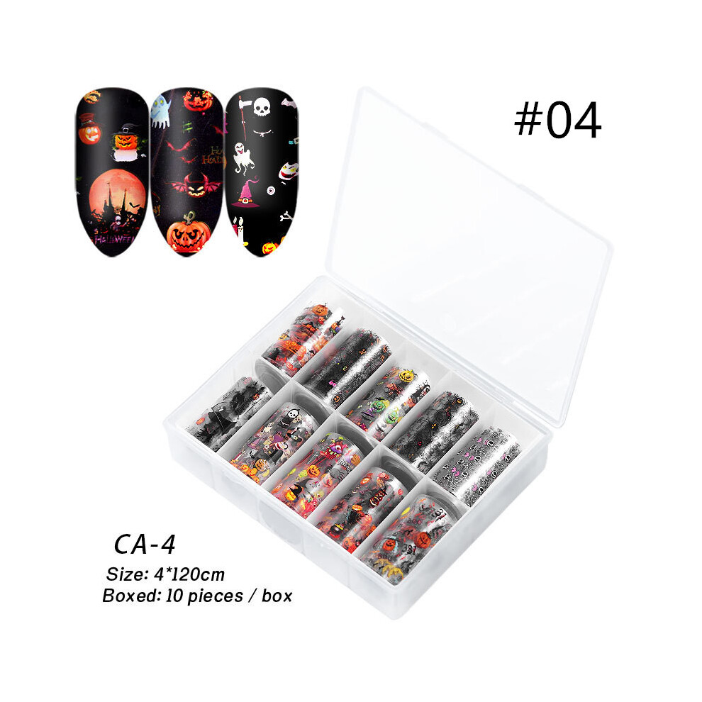 (#04) 10 Rolls Nail Foils Art Transfer Mixed Pattern Stickers Starry Sky DIY Decorations