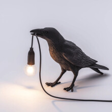 (Black A) Bird Table Lamp Resin Crow Raven Desk Bedroom Wall Sconce Light Fixtures