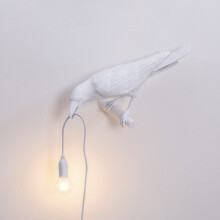 (White C) Bird Table Lamp Resin Crow Raven Desk Bedroom Wall Sconce Light Fixtures