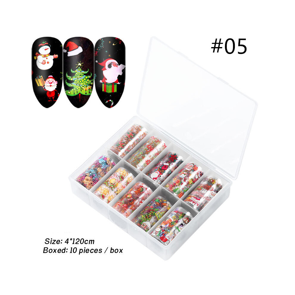 (#05) 10 Rolls Nail Foils Art Transfer Mixed Pattern Stickers Starry Sky DIY Decorations