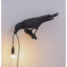(Black C) Bird Table Lamp Resin Crow Raven Desk Bedroom Wall Sconce Light Fixtures