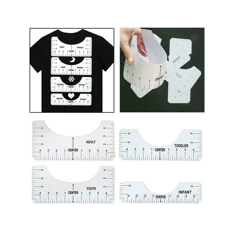 4Pcs/Set T-Shirt Htv Vinyl Alignment Ruler Sewing Centering Guide Tool 113121539998