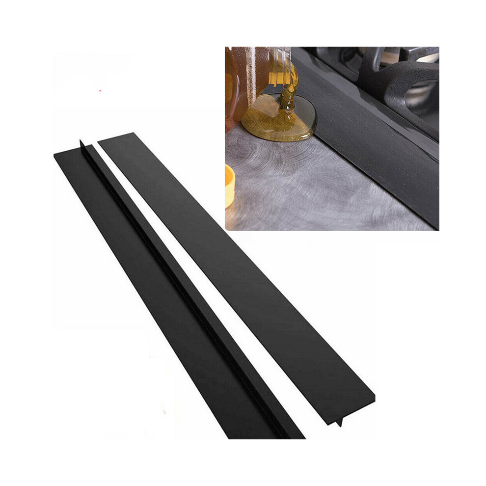 (Black) 2Pcs Silicone Stove Counter Gap Cover Oven Guard Spill Seal Slit Filler Kitchen 320997806035