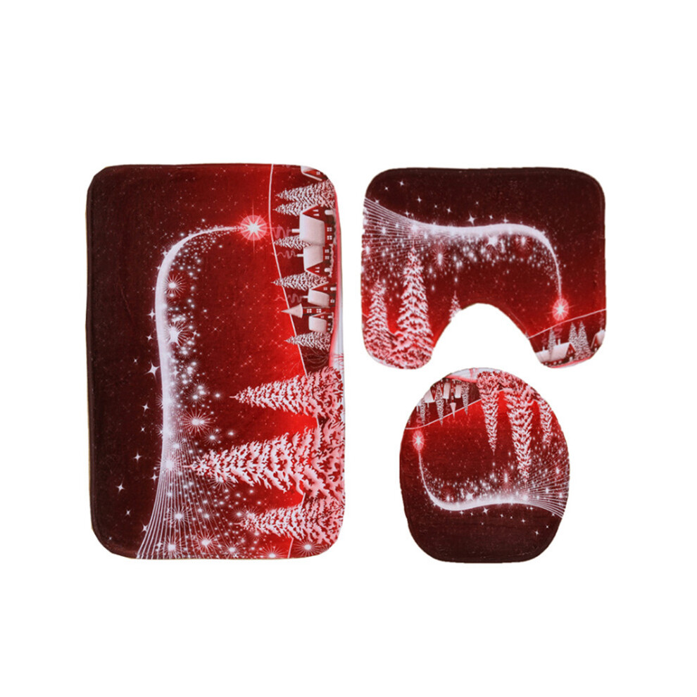 (17) Christmas Santa Claus Toilet Cover & Bathroom Carpet 3-Piece Set