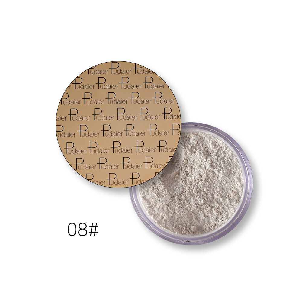 (08# Snow) Pudaier Makeup Face Loose Powder Long Lasting Whitening Bronzer Contour Base Foundation Setting Powder