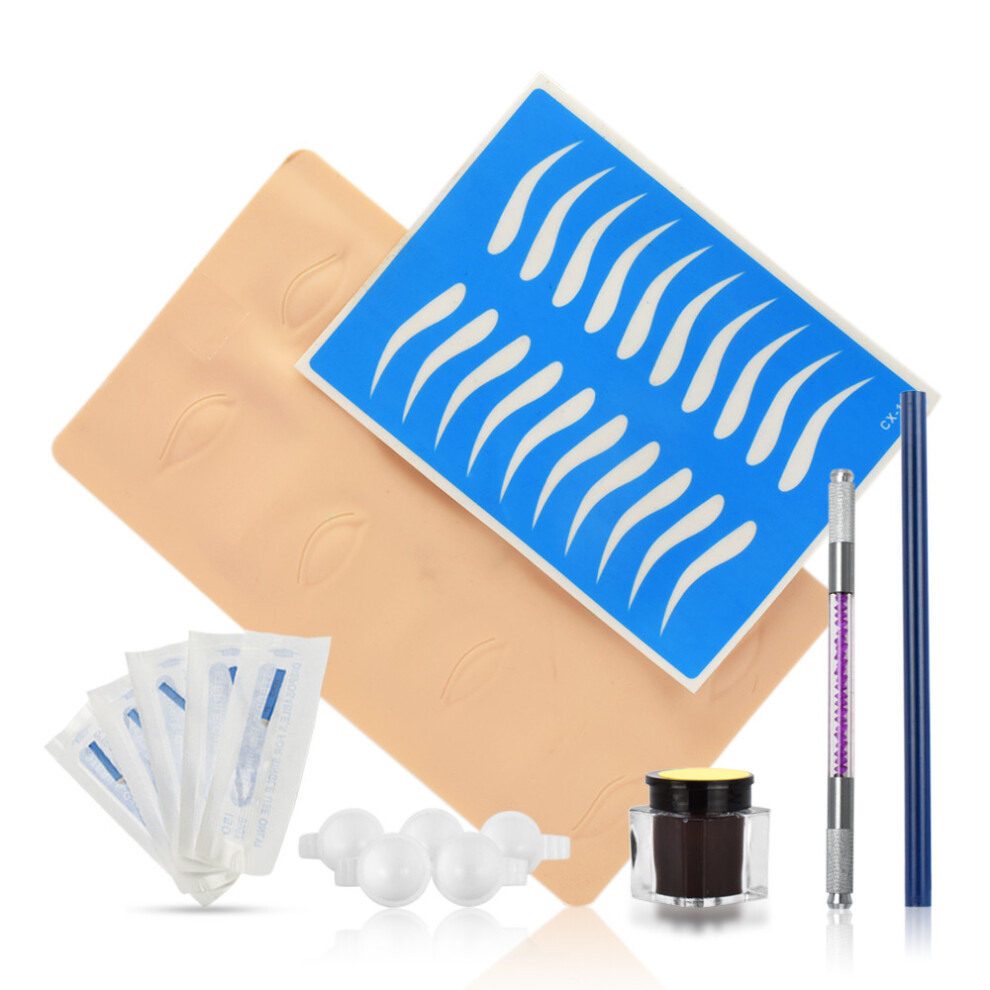 (Style1) Microblading Kit Eyebrows Practic Leather 3d Eyebrow Microblade Kit Manual Pen Eyesbrow Dermograph For Eyebrows Tattoo Kit