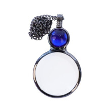 (Blue) Magnifying Glass Necklace Reading Decoration Necklace Personality Holiday Gift