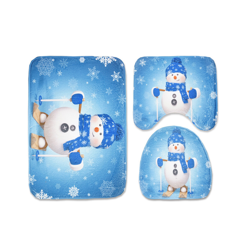 (20) Christmas Santa Claus Toilet Cover & Bathroom Carpet 3-Piece Set