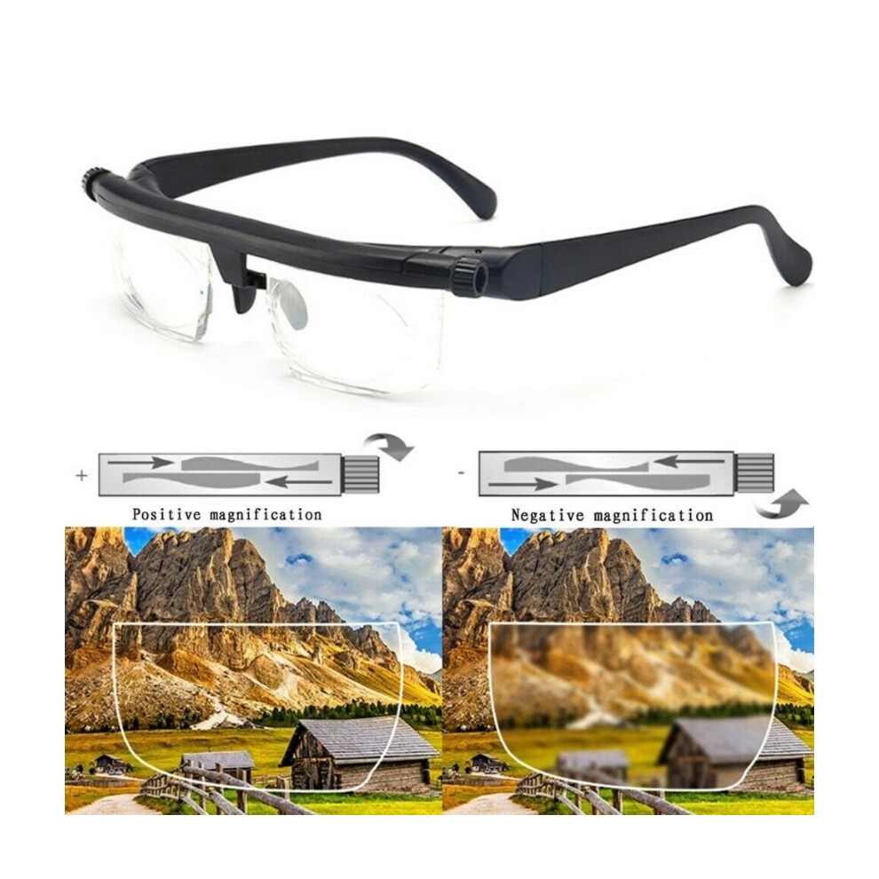 Dial Adjustable Glasses Variable Focus For Reading Distance Vision Eyeglasses