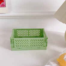 (Green) Crate Collapsible Plastic Folding Storage Box Basket Home Storage Supplies Utility Cosmetic Container Desktop Holder