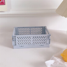 (Light Blue) Crate Collapsible Plastic Folding Storage Box Basket Home Storage Supplies Utility Cosmetic Container Desktop Holder