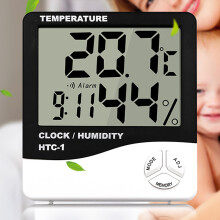 LCD Electronic Temperature Humidity Meter Indoor Room Digital Thermometer Hygrometer Weather Station Alarm Clock HTC-1