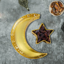 (Gold) Moon Dessert Party Serving Tray Eid Mubarak Ramadan Table Ornament For Festival Sweet Cake Display