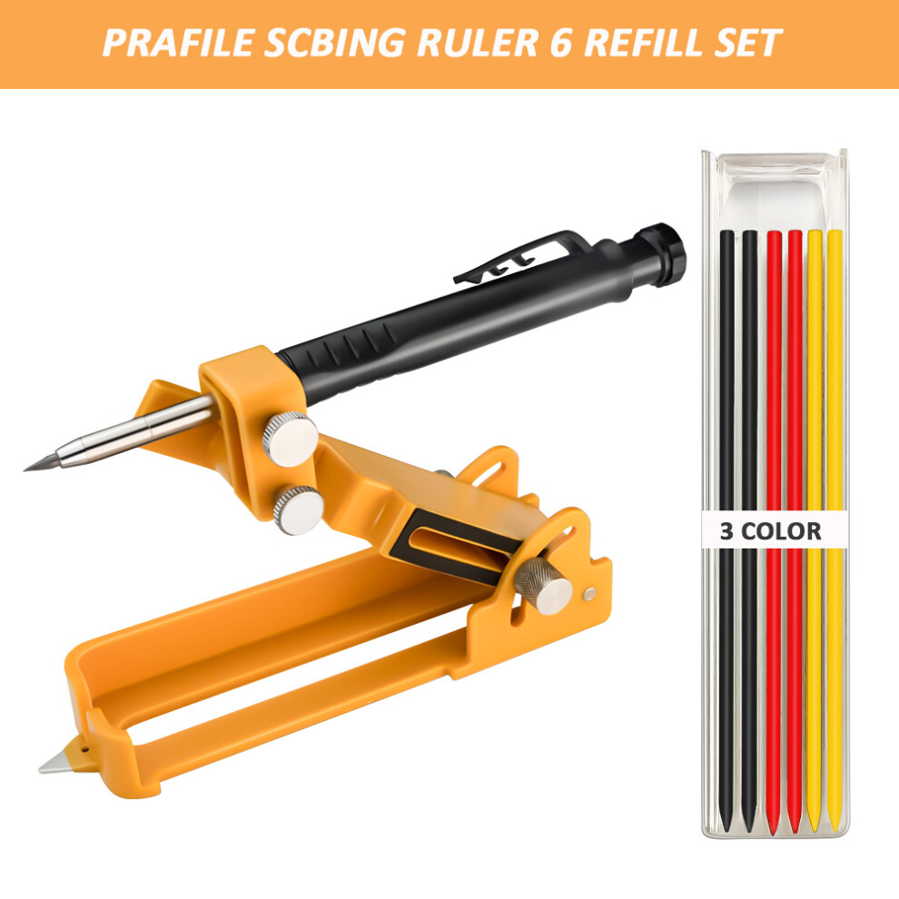 (Yellow) New Multi-Function Scribing Tool- Construction Pencil- Scribe Tool With Pencil 320997820413