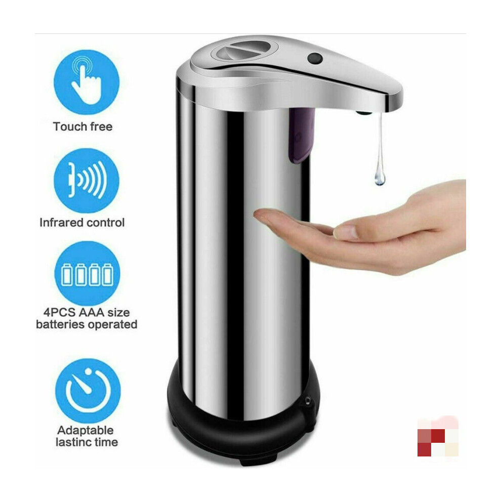 250Ml Stainless Auto Handsfree Sensor Touchless Soap Dispenser Kitchen Bathroom 320997818373