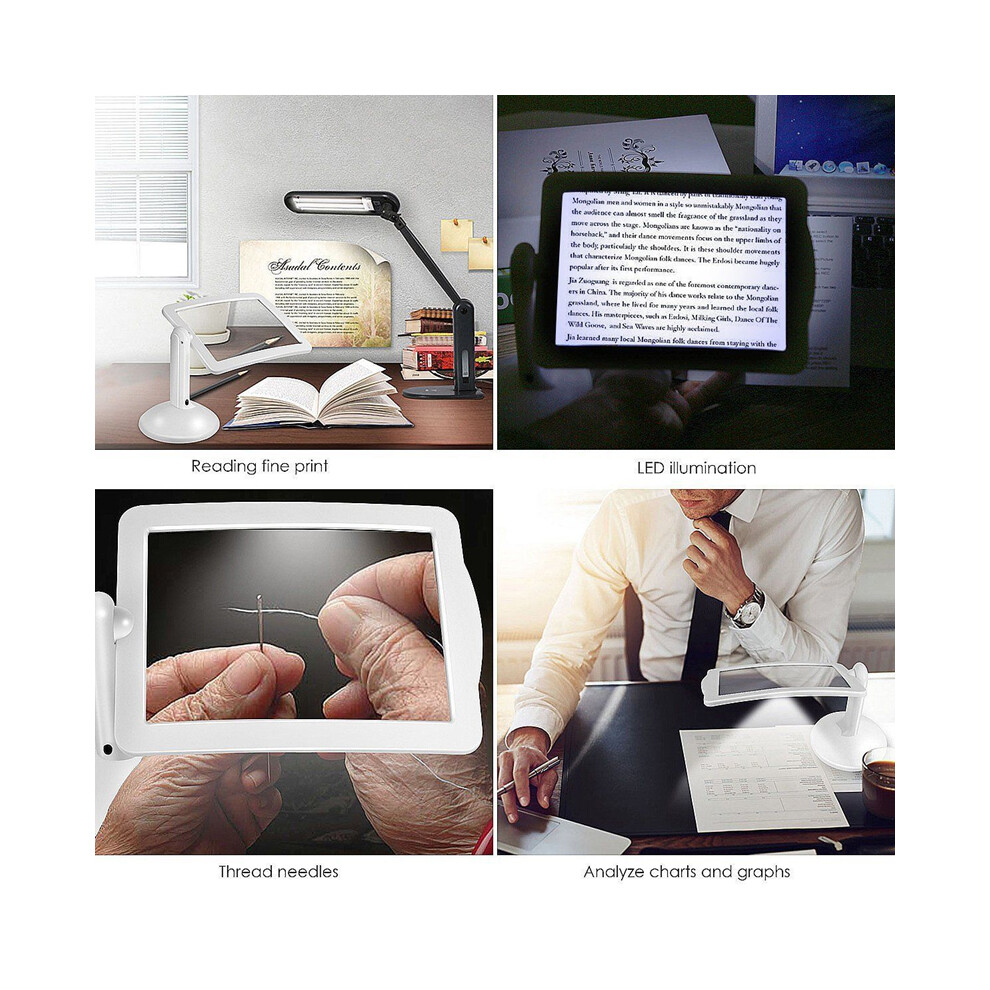 Hands-Free 360?? Magnifier Magnifying Glass Led Table Desktop Reading Lamp Light 320997803034